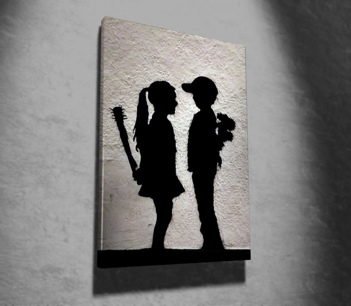 Wallity WY61 Banksy Lienzo Decorativo Enmarcado 50 x 70 cm Wallity WY61 Banksy Lienzo Decorativo Enmarcado 50 x 70 cm